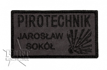 Naszywka - Pirotechnik - imienna - szara