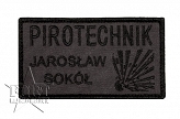 Naszywka - Pirotechnik - imienna - szara