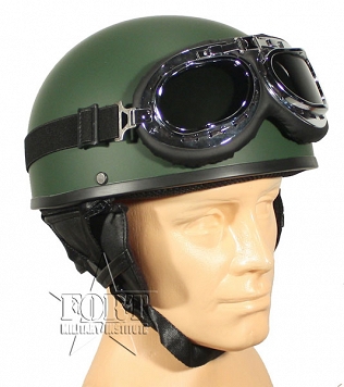 Kask motocyklowy Half Shell + Gogle - zielony