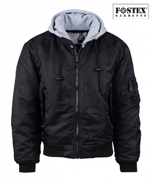 Kurtka MA 1 z kapturem - Hooded Bomber Jacket - czarna
