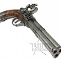 Pistolet skałkowy, trzylufowy, obrotowy - Francja XVIII w. - replika