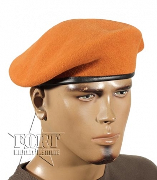 Beret czeski - tłoczony - pomarańczowy - nowy