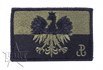 Naszywka Polska - flaga+godło+Polska Walcząca (Kotwica) - zielona