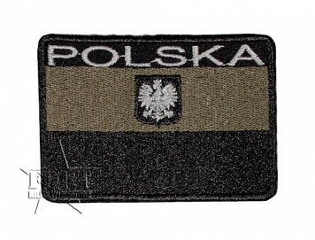 Naszywka - Polska - flaga+godło - polowa, czarna