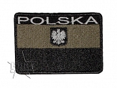 Naszywka - Polska - flaga+godło - polowa, czarna