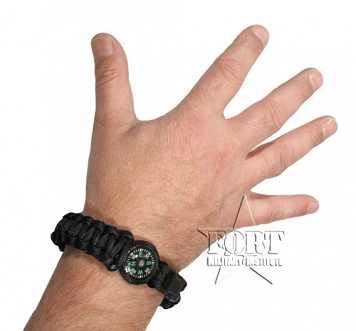 Opaska 9" Paracord z kompasem - czarna