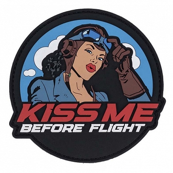 Naszywka 3D - Kiss Me Before Flight - owalna