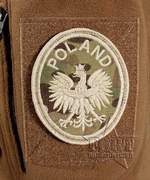 Naszywka - Poland z orłem - Multi - haft beż