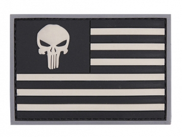 Naszywka 3D - Punisher Flaga USA - szara
