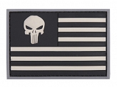Naszywka 3D - Punisher Flaga USA - szara