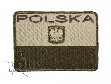 Naszywka - Polska - flaga+godło - pustynna