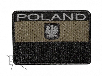 Naszywka - Poland - flaga+godło - polowa, czarna