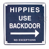 Tabliczka metalowa, magnetyczna - Hippies Use Backdoor - 11,5 x 11,5 cm