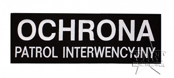 Naszywka OCHRONA Patrol Interwencyjny - biała - 30 x 10 cm - biała