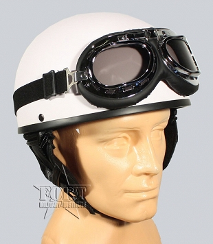 Kask motocyklowy Half Shell + Gogle - biały