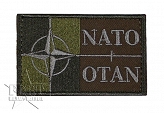 Naszywka NATO / OTAN - 8x5 cm - na rzep - zielona