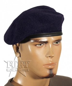 Beret brytyjski - tłoczony - ciemogranatowy - używany