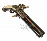 Pistolet skałkowy, dwulufowy, obrotowy - Anglia 1750 - replika