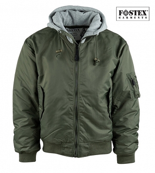 Kurtka MA 1 z kapturem - Hooded Bomber Jacket - zielona