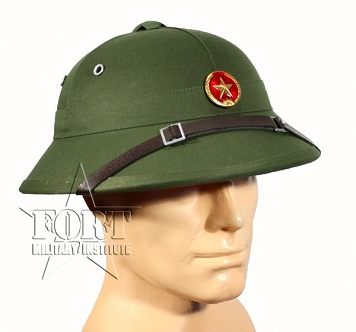 Hełm wietnamski - Vietcong Pith Helmet z godłem