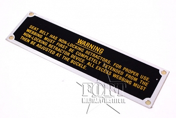 Tabliczka ostrzegawcza - Warning - Seat Belts - HMMWV