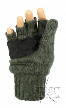 Rękawiczki bez palców z klapką - FOX - zielone