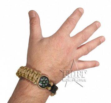 Opaska 9" Paracord z kompasem - piaskowa